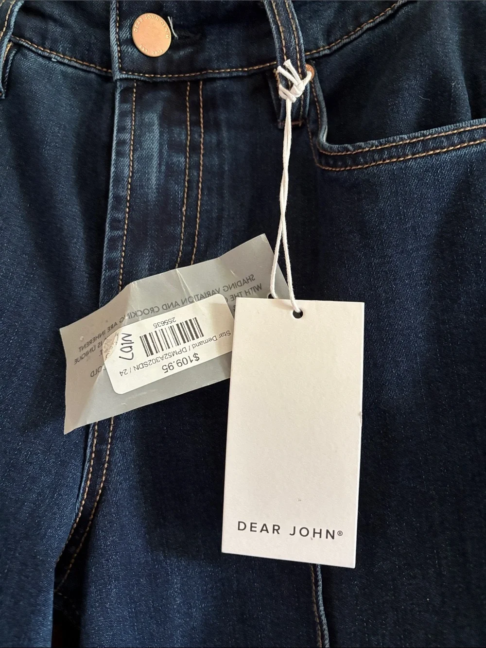 Dear John Indigo Boyfriend Jeans with Front Crease and Cuff